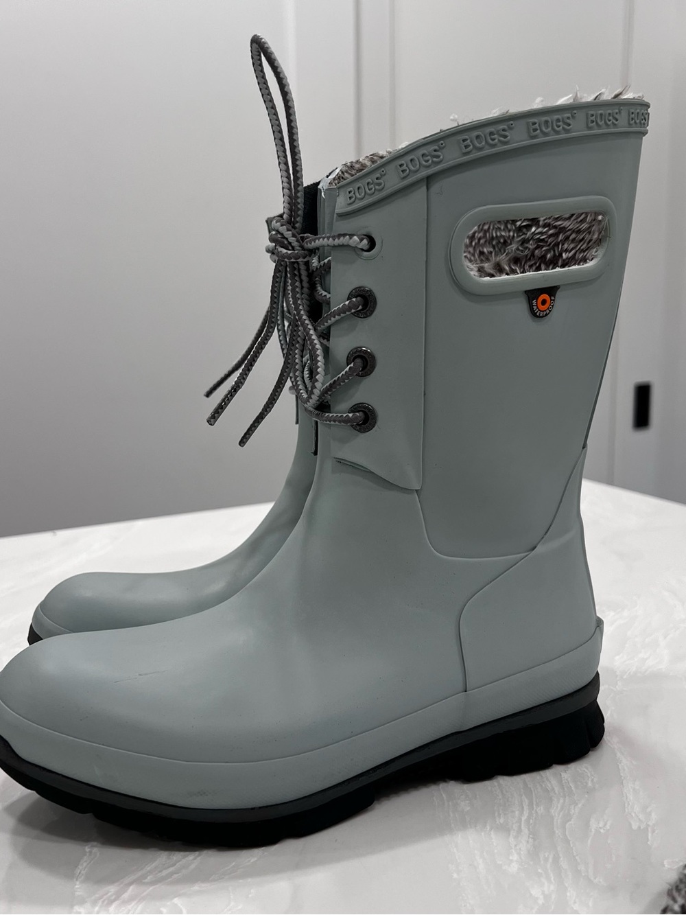 Bogs Amanda II Lace Up Rain Boots Jade Sage Green Lined Waterproof Womens Size 6 - Picture 14 of 16